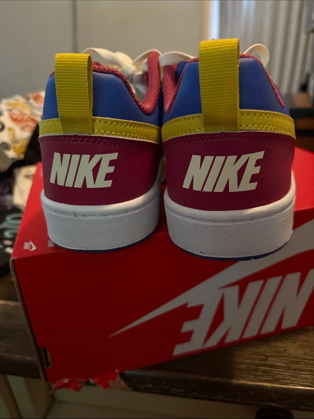 Nike Kids Low-Top Sneakers in Pink, Blue & Yellow